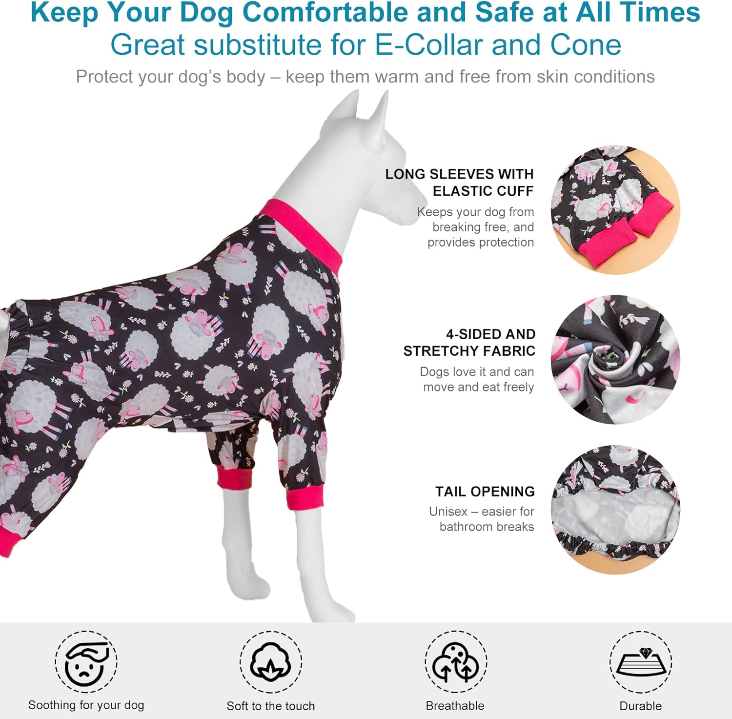 Black Sheep Print Dog PJs