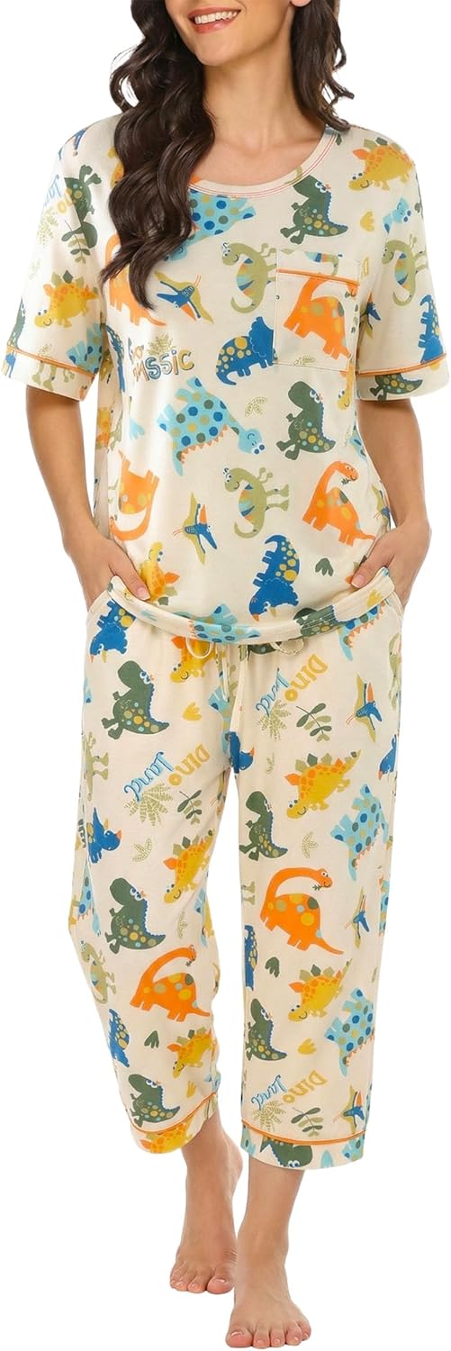2-Piece Short Sleeve & Capri Pajama Set