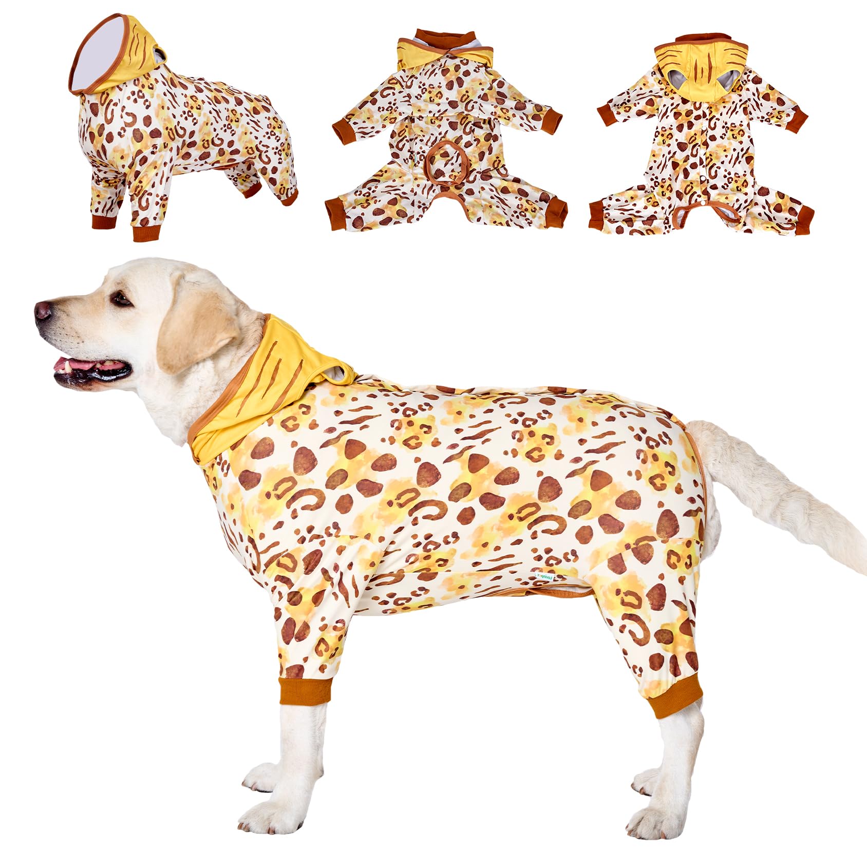 Tiger Yellow Dog Recovery Suit - Post-Surgery Comfort Onesie