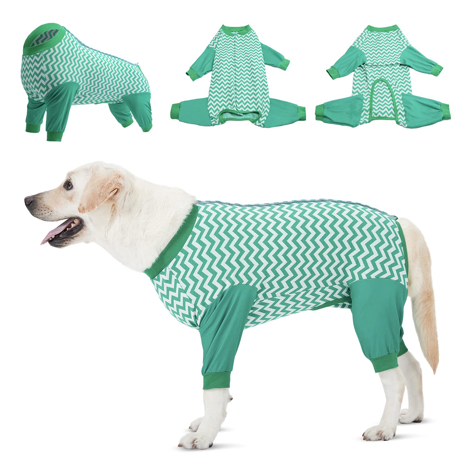 LovinPet Large Dog Post Recovery Suit - Vibrant Zigzag Collection (Red, Green, Yellow, Blue)