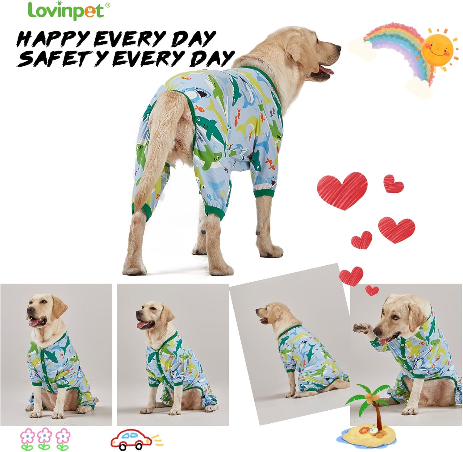 Big Bites Turquoise Print Dog Onesie