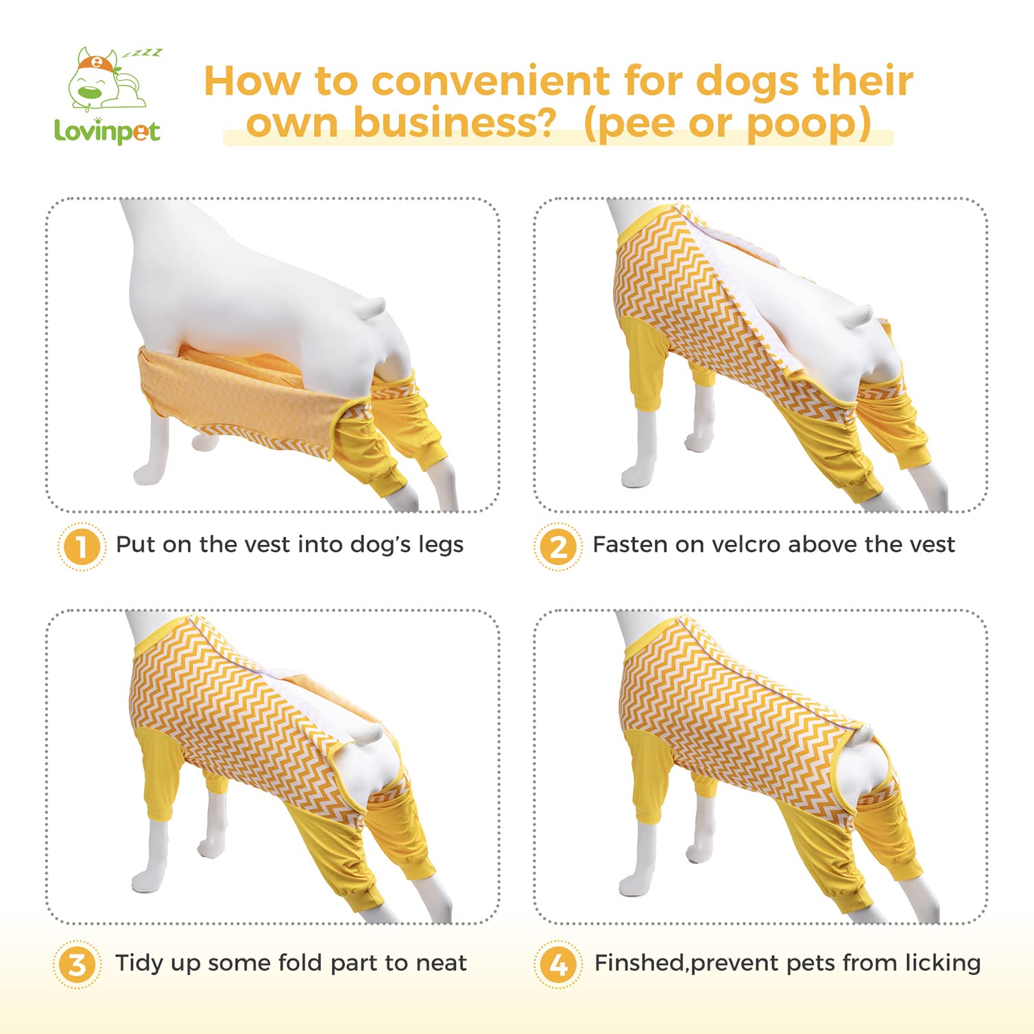 LovinPet Large Dog Post Recovery Suit - Vibrant Zigzag Collection (Red, Green, Yellow, Blue)