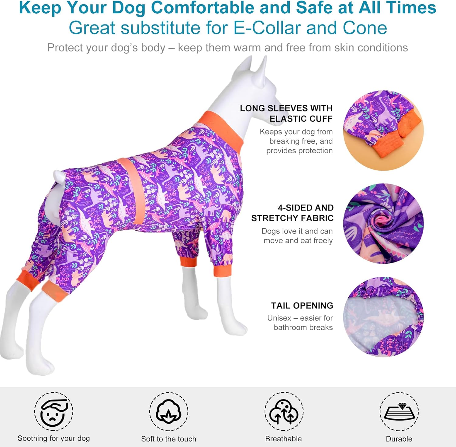 Purple Dinosaur Dog PJs