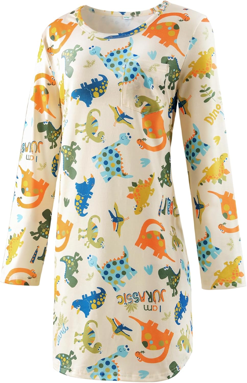 Dinosaur Print Long Sleeve Sleepshirt