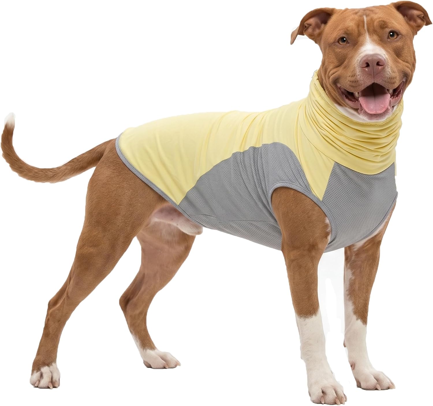 LovinPet Dog Sun Shirt, Sleeveless High Neck Cooling Sun Coverage-Yellow
