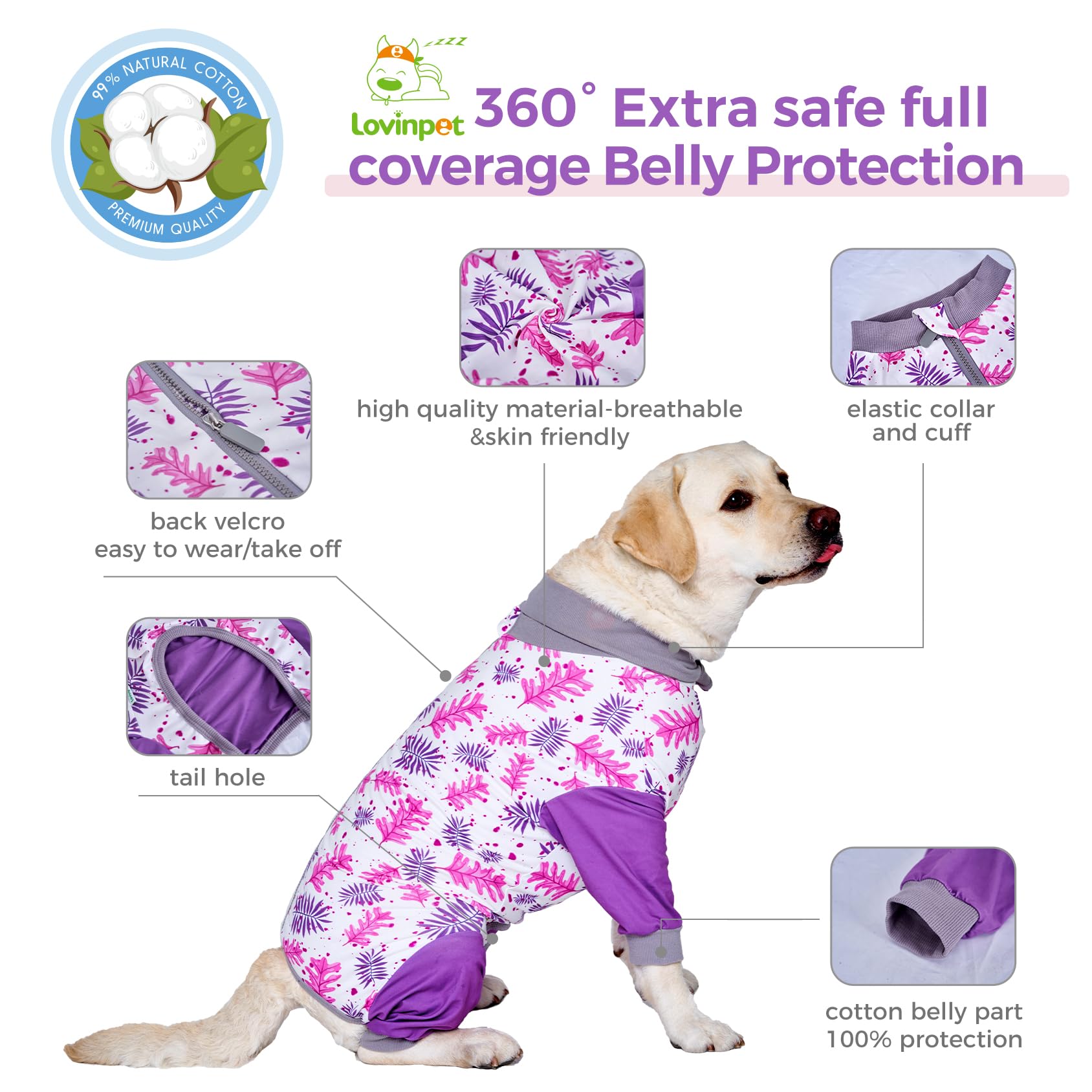 LovinPet Best Seller | Large Dog Recovery Suit - Full Coverage Post-Surgery Onesie