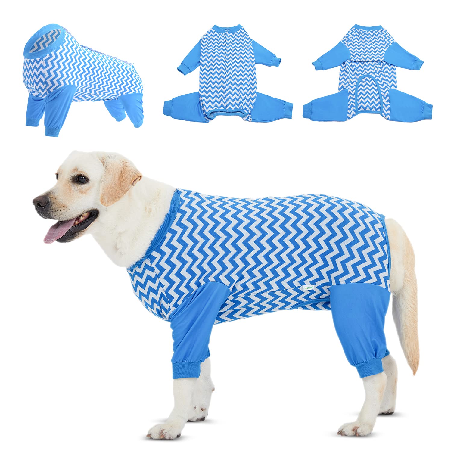 LovinPet Large Dog Post Recovery Suit - Vibrant Zigzag Collection (Red, Green, Yellow, Blue)