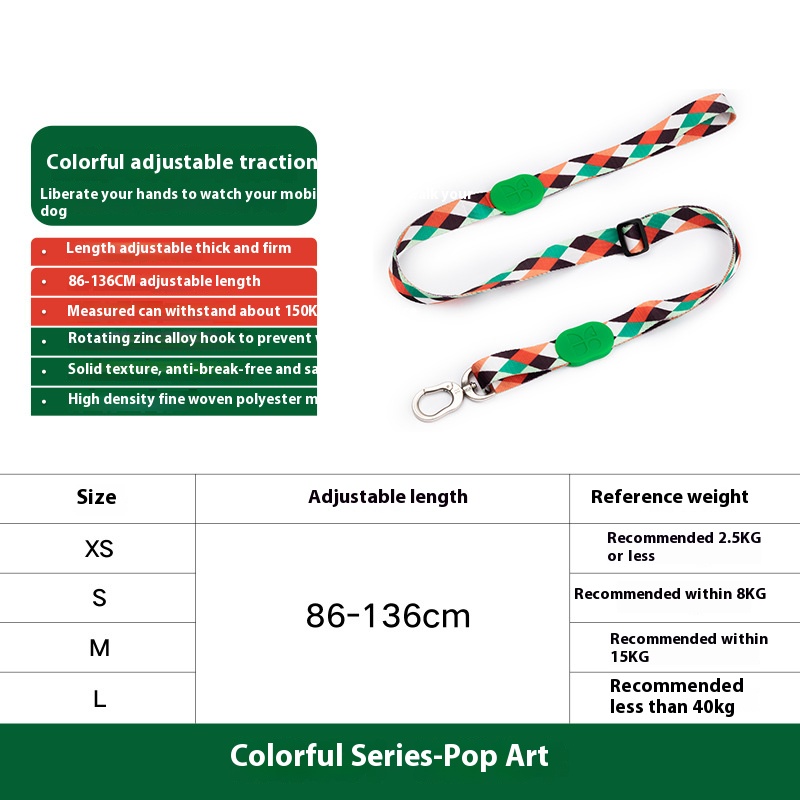 Colorful dog hand holding rope retractable adjustable dog chain anti-lost collar pet dog leash