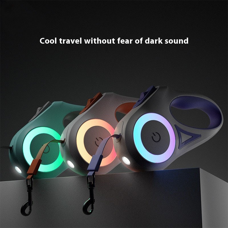 Dog hand holding rope small and medium-sized dogs with light automatic retractable dog leash dog leash Teddy Corgi outing pet supplies