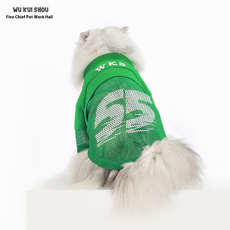 Pet cat dog clothes border collie hairless cat Schnauzer summer mesh T-shirt thin anti-lint