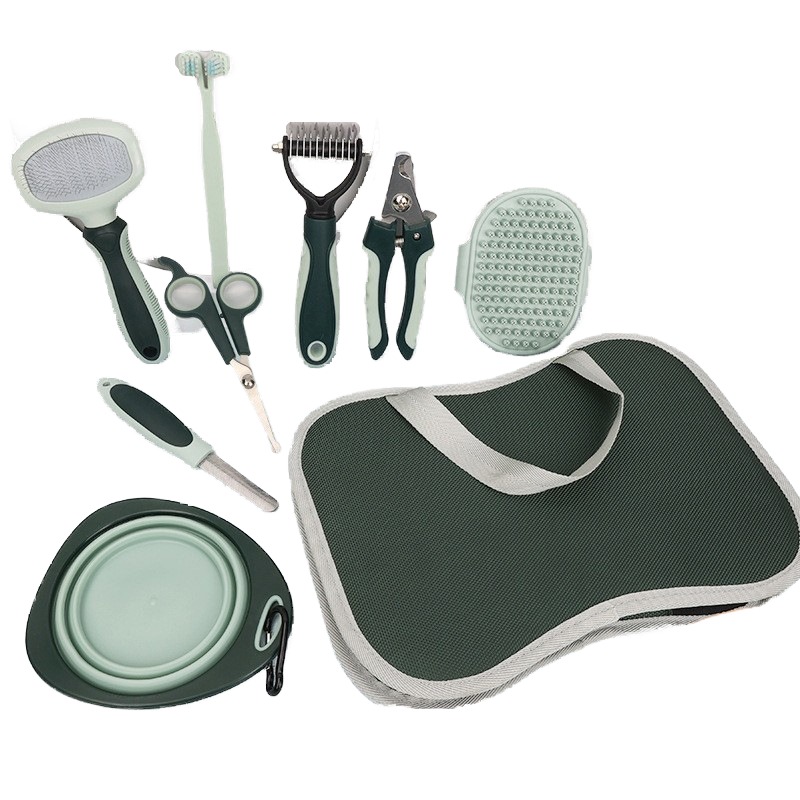 Pet comb suit cat and dog beauty scissors hair removal needle comb bath brush knot untying comb cat bowl dog basin toothbrush