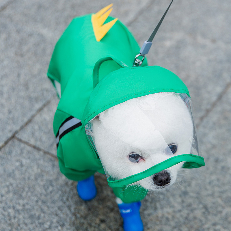 Waterproof Four-Legged Dinosaur Dog Raincoat