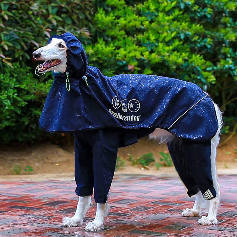 Waterproof Four-Legged Dog Raincoat with Hood - High Quality & Reflective Strip