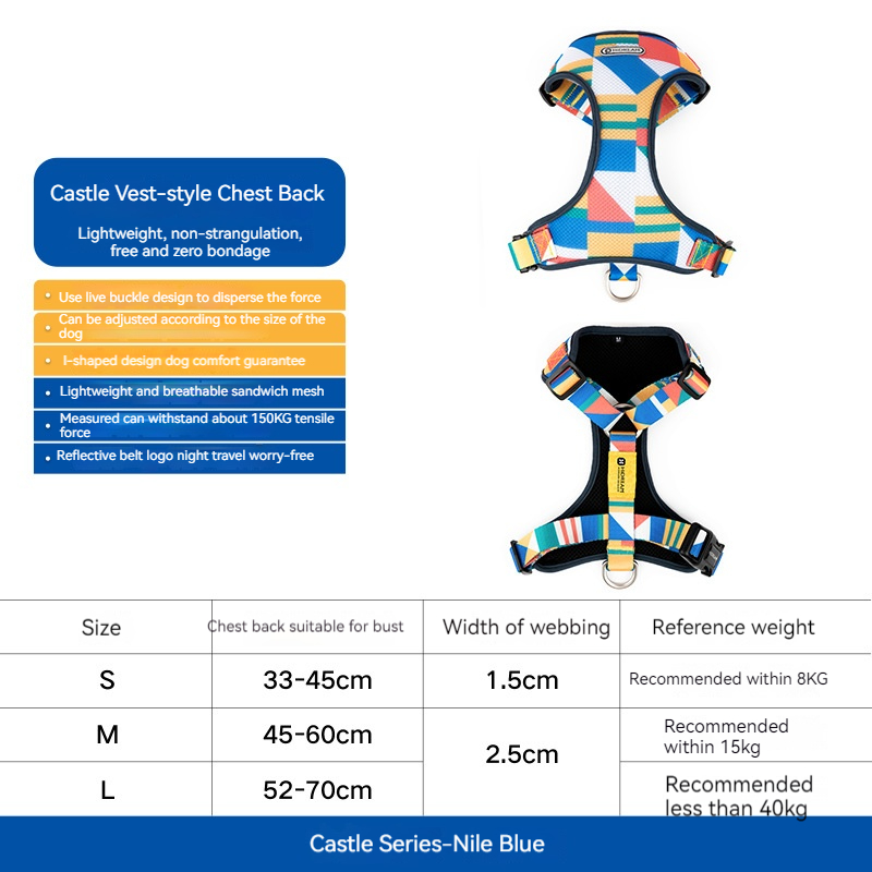 Castle vest dog hand holding rope small dog chest strap anti breaking loose puppy dog leash