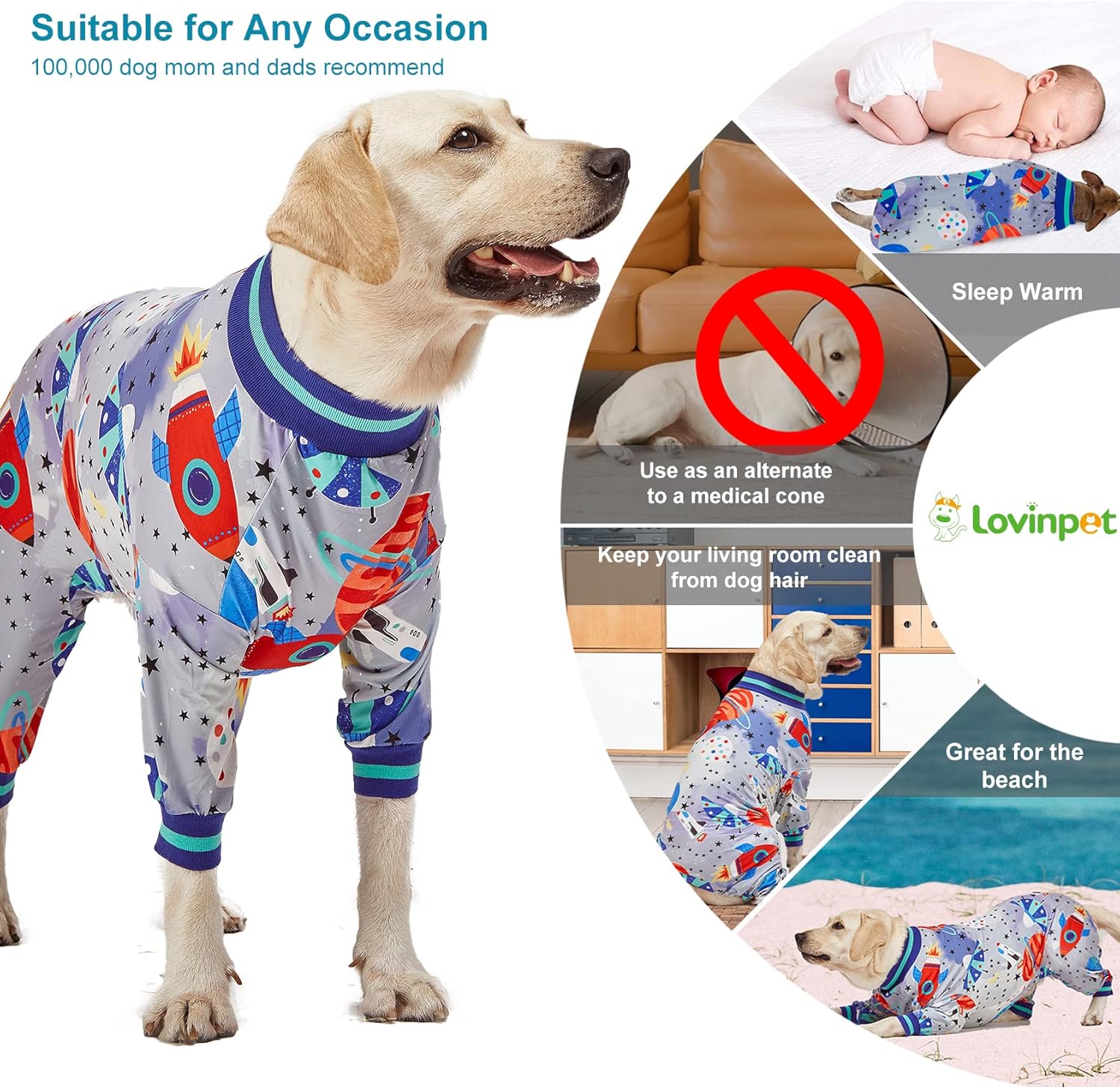 Galaxy World Gray Print Dog Pajamas
