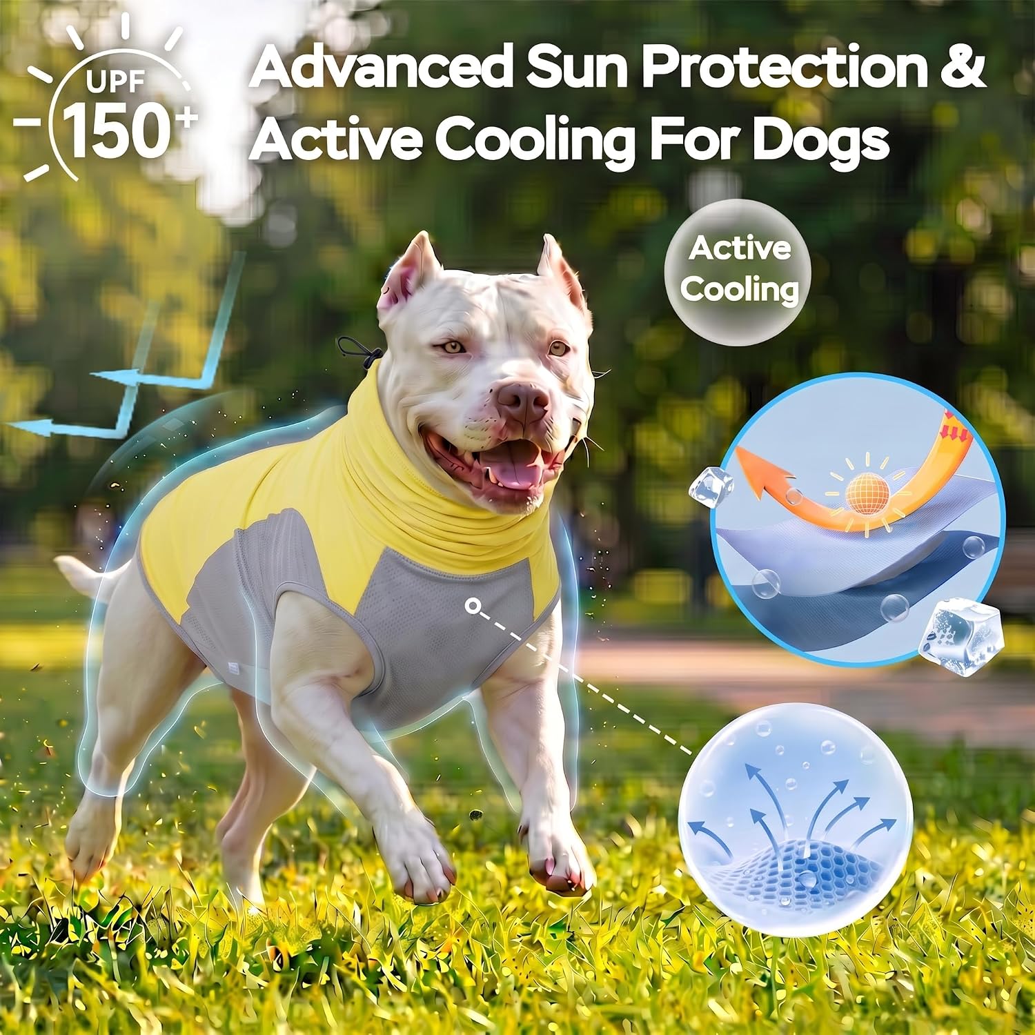 LovinPet Dog Sun Shirt, Sleeveless High Neck Cooling Sun Coverage-Yellow