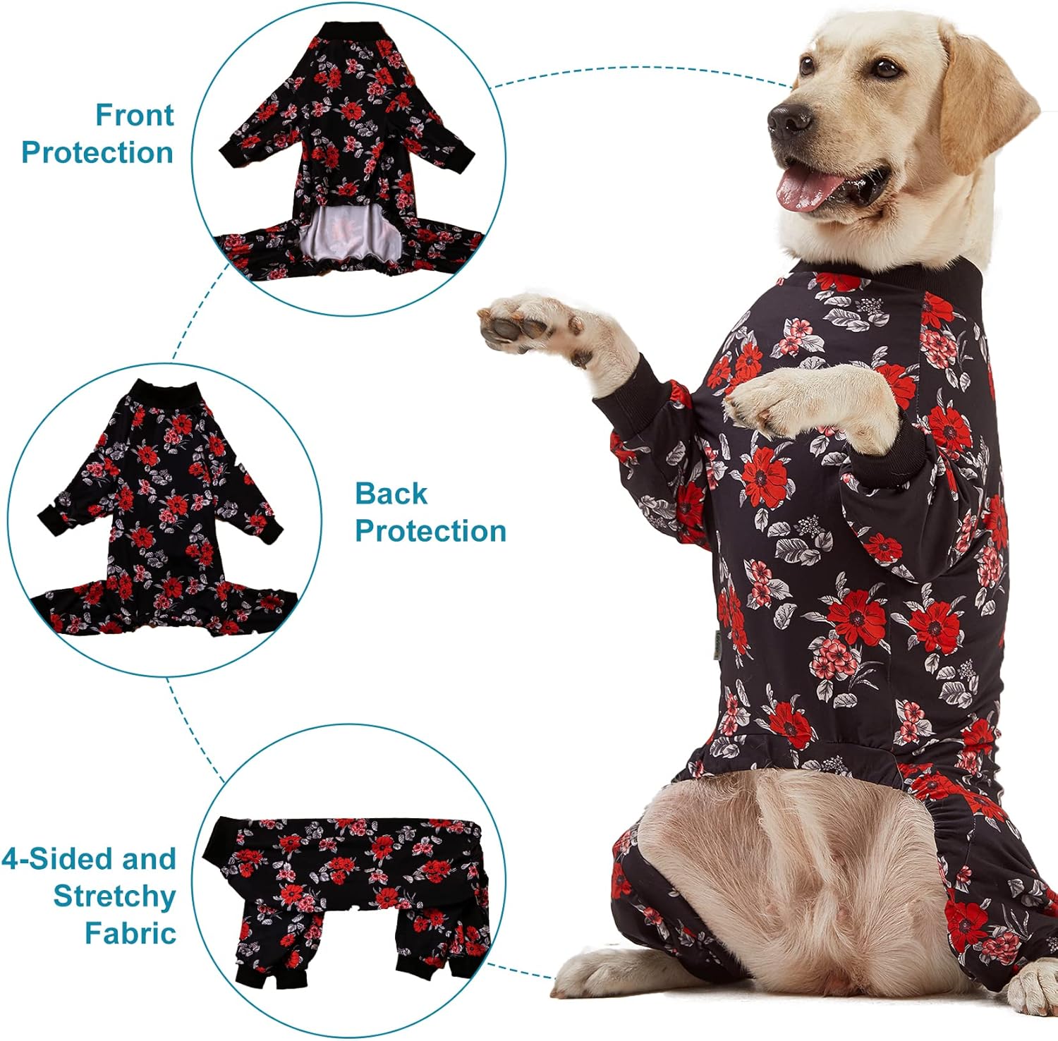 Floral Navy & Coral Dog Pajamas