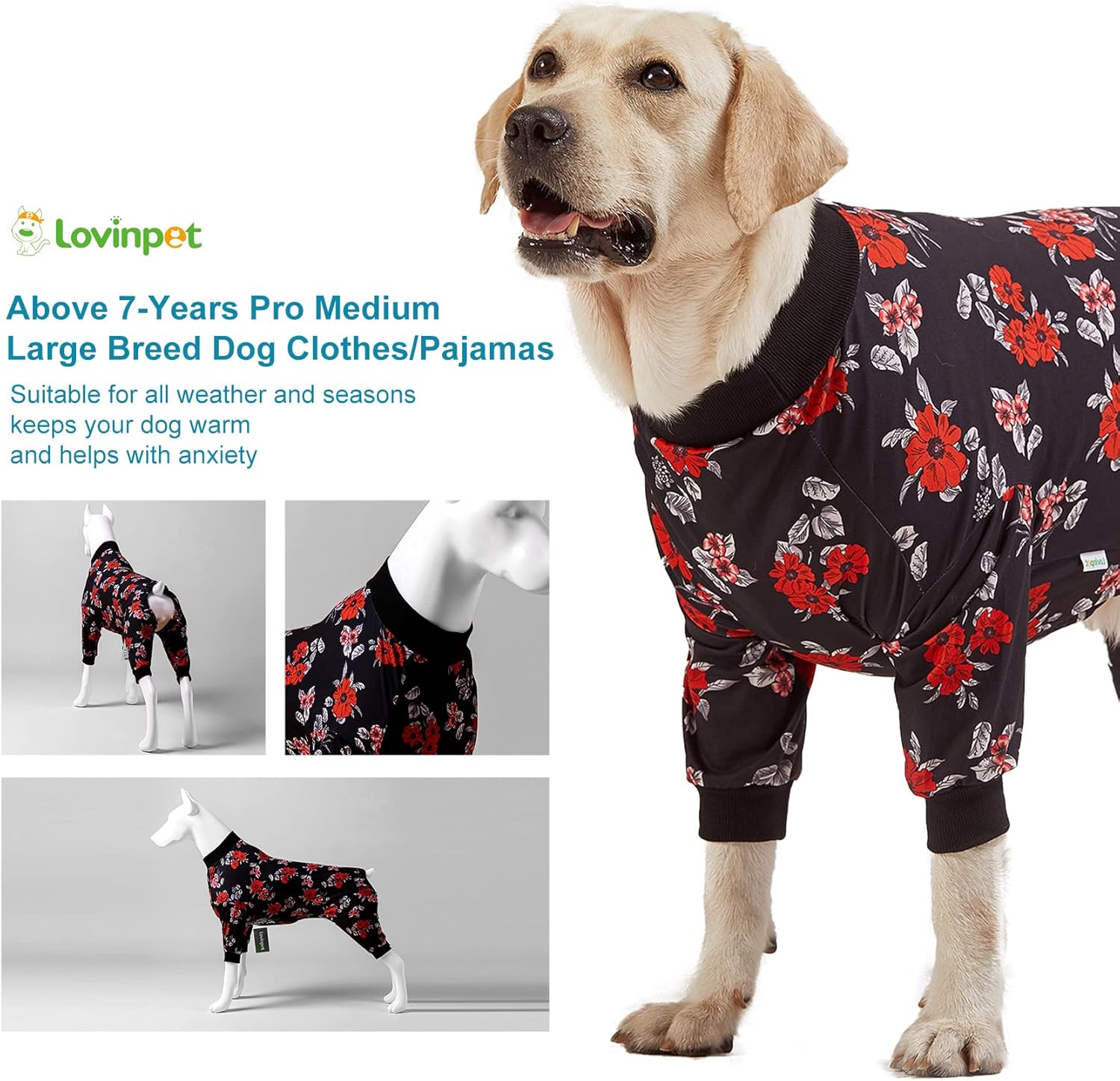 Floral Navy & Coral Dog Pajamas