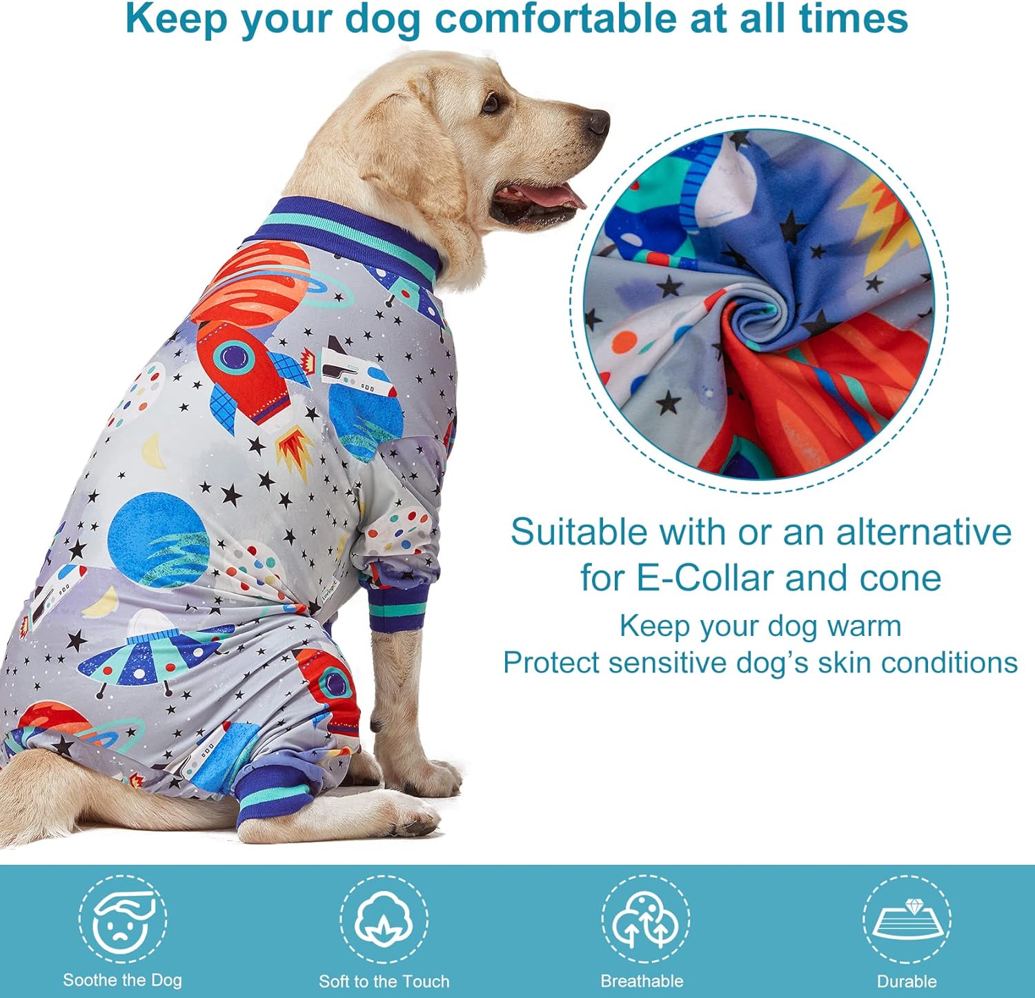 Galaxy World Gray Print Dog Pajamas