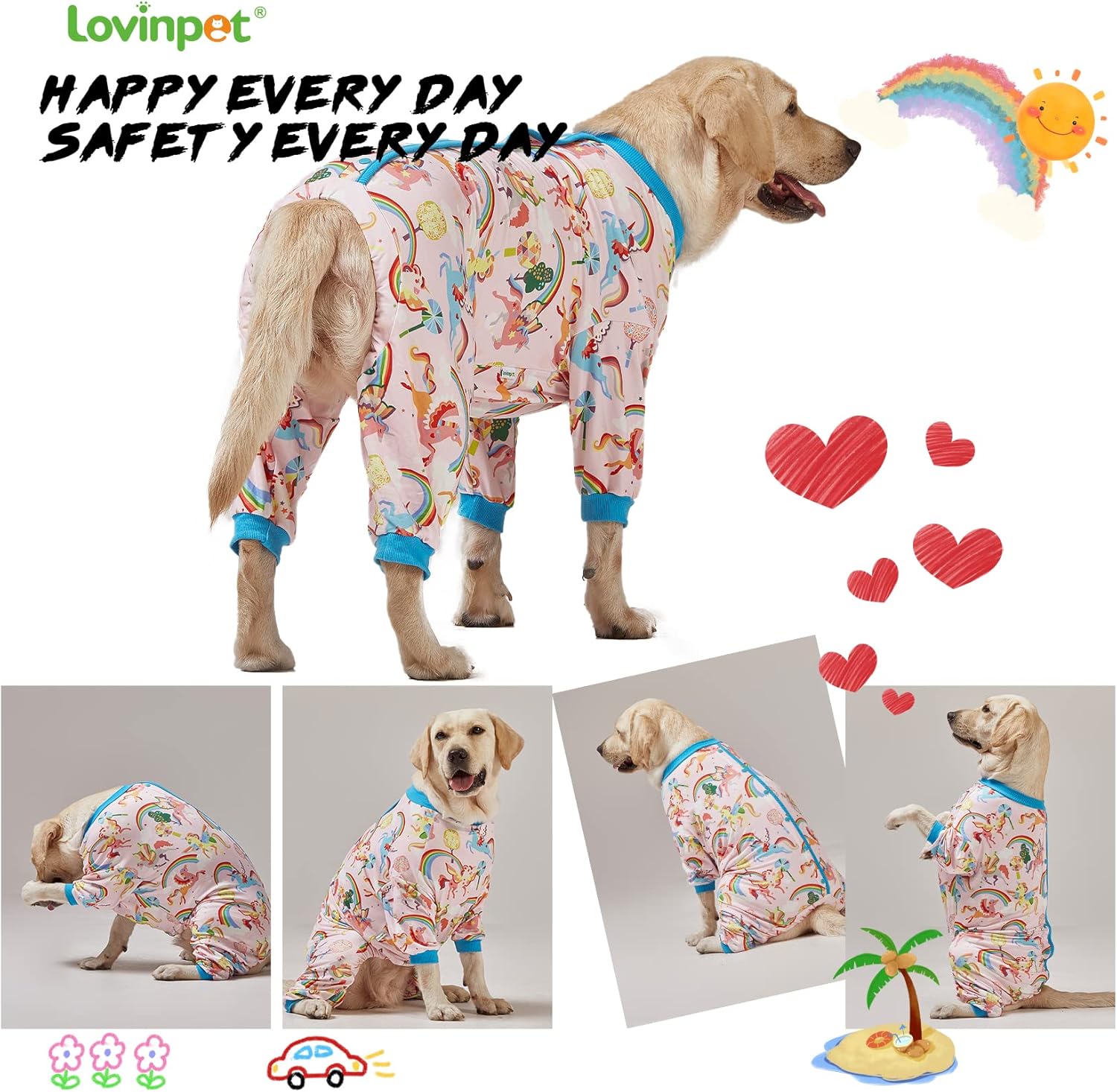 Magic Rainbow Pink Dog Onesie