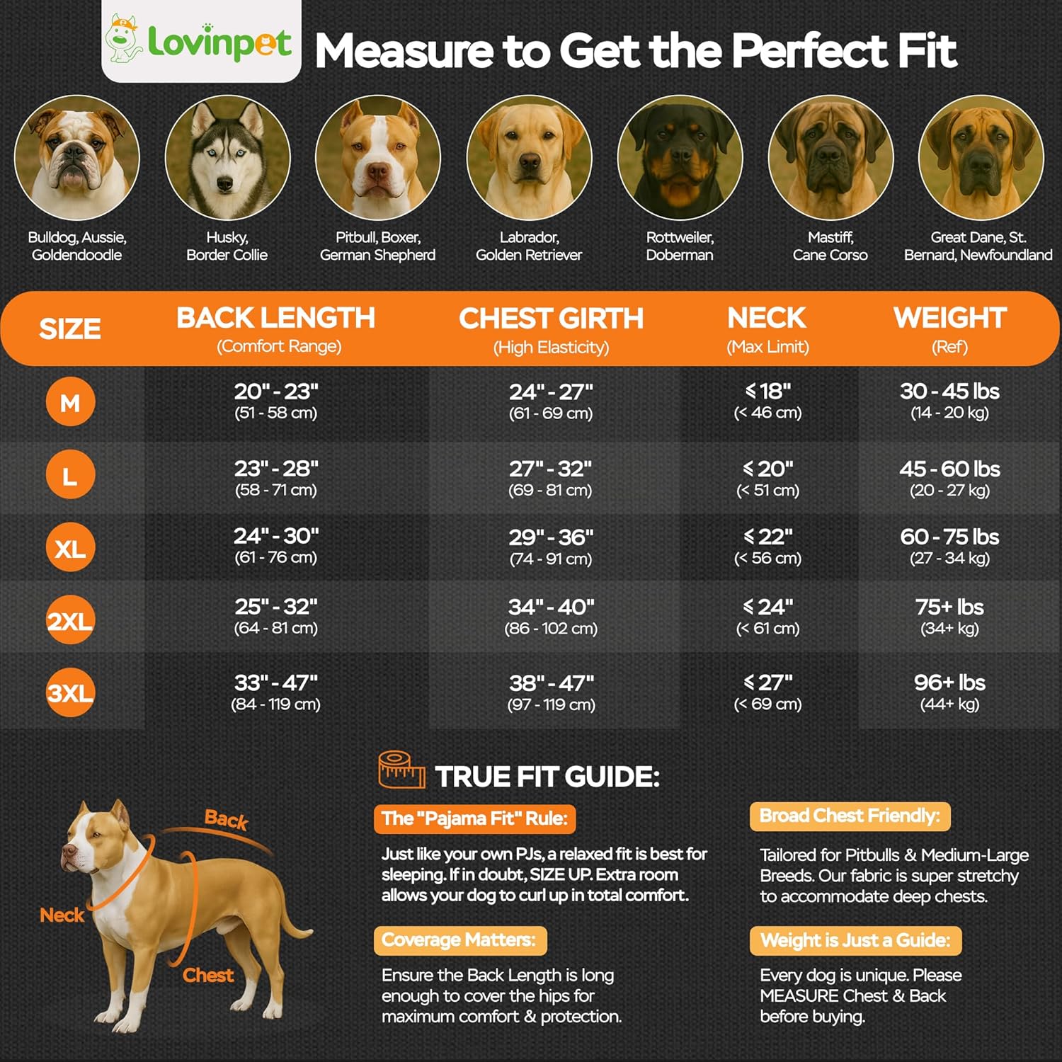 LovinPet Large Dog Pajamas, Undershirt for Dog Coats, Anti Licking