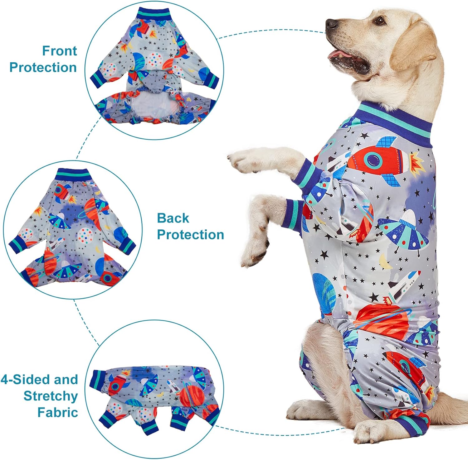 Galaxy World Gray Print Dog Pajamas