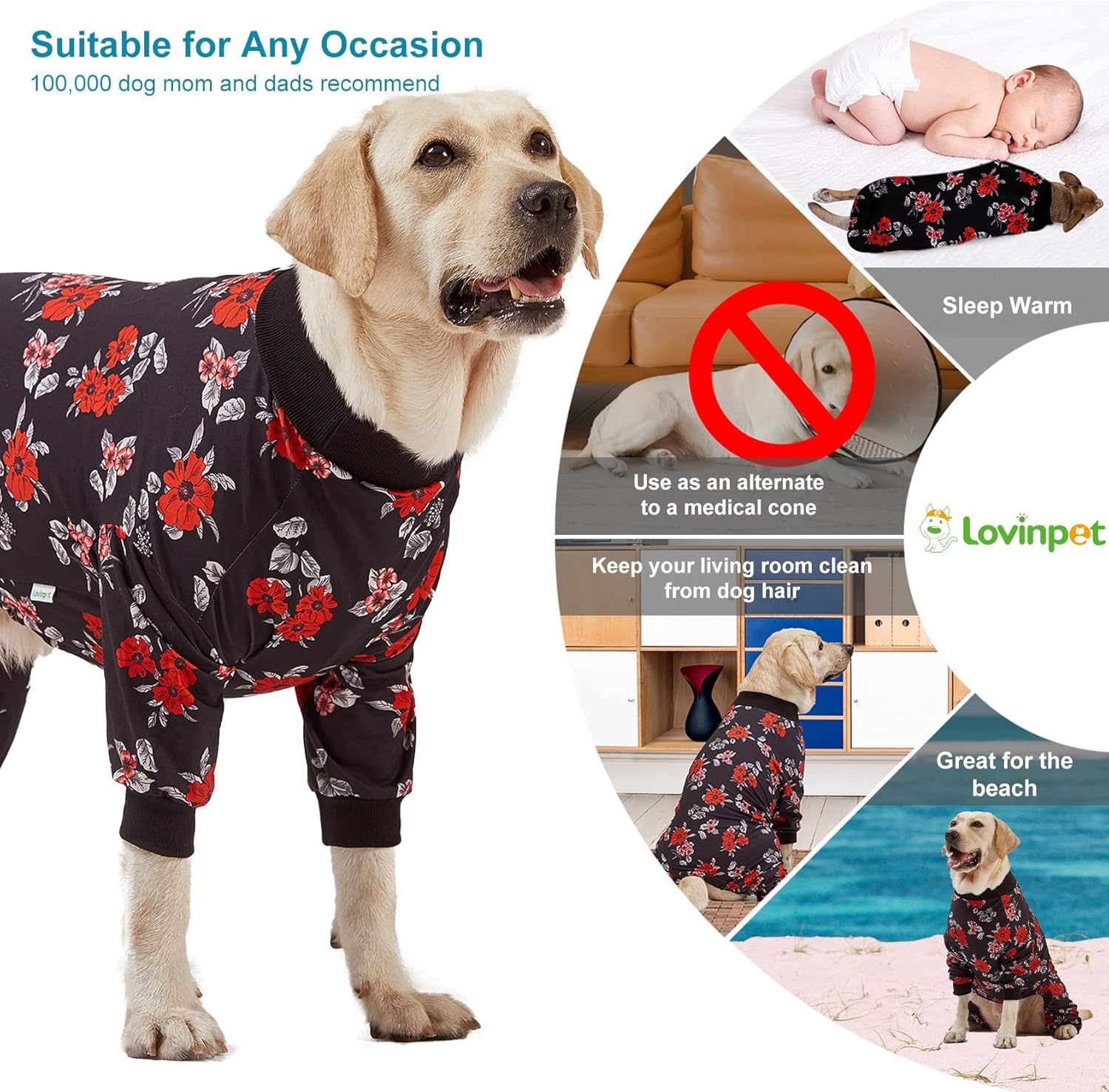 Floral Navy & Coral Dog Pajamas