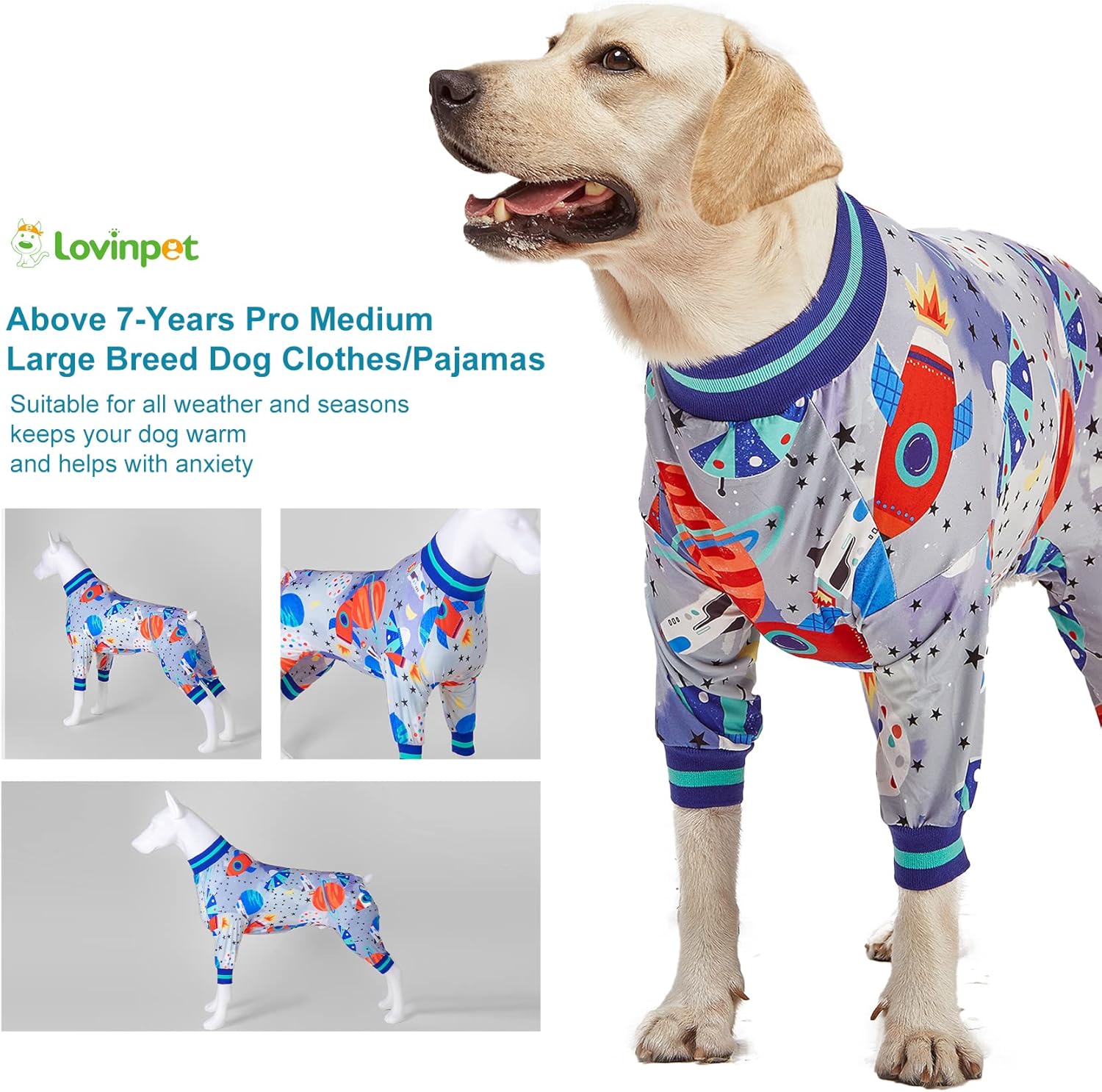 Galaxy World Gray Print Dog Pajamas