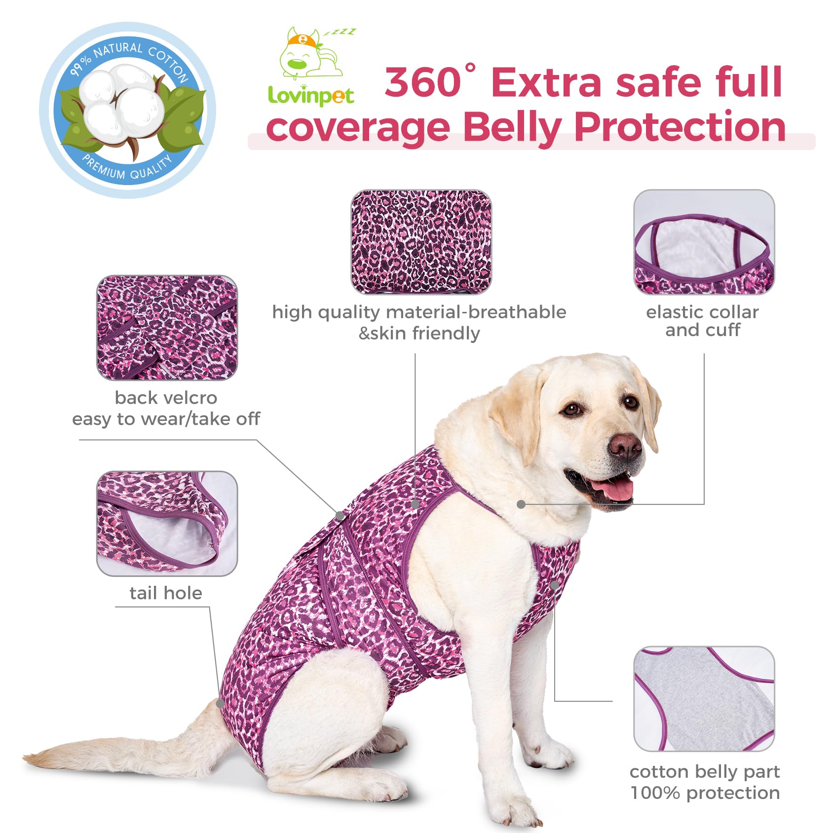 Leopard Pink Dog Recovery Suit Post-Surgery Comfort Onesie