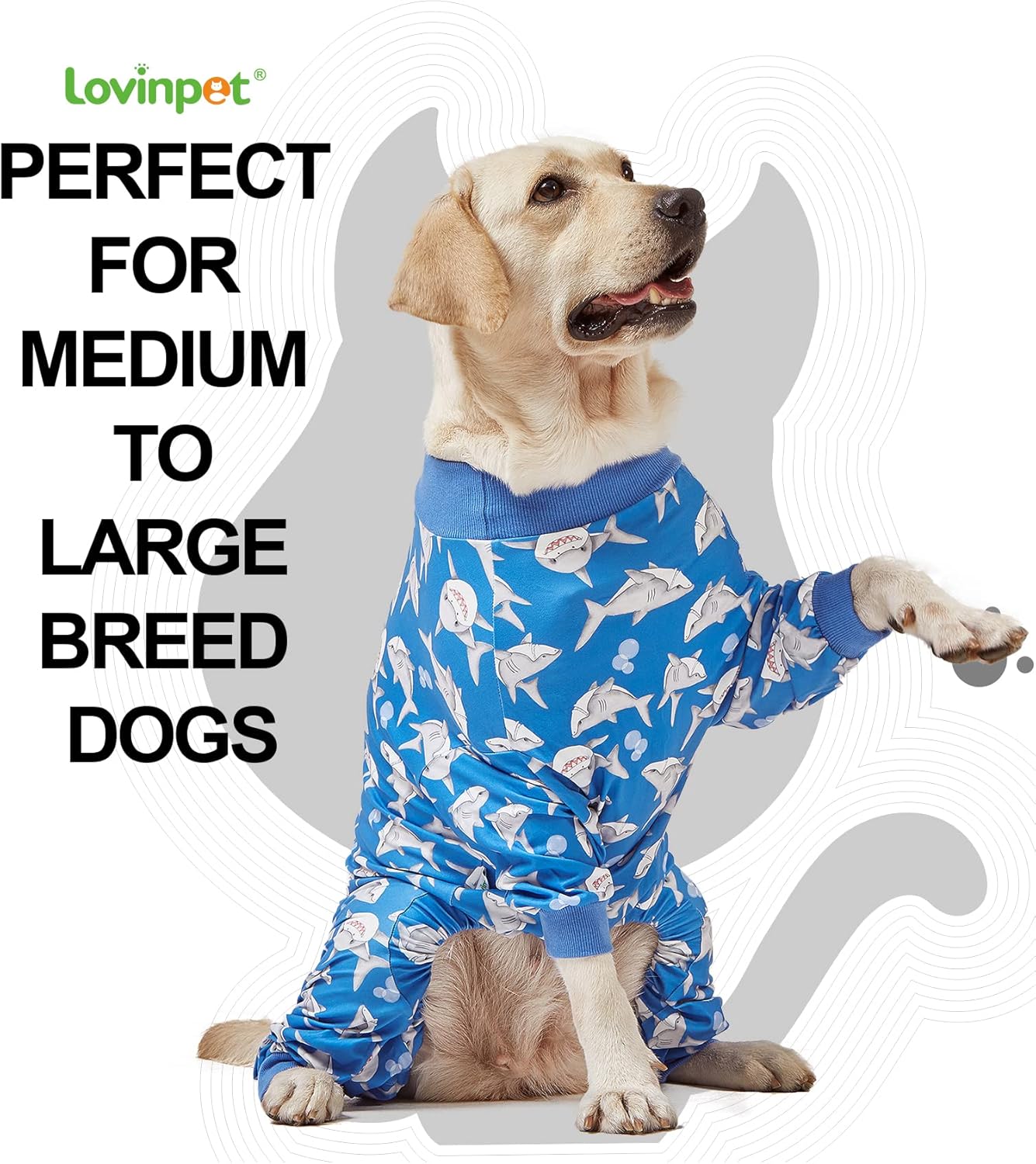 Blue Shark Print Dog Onesie