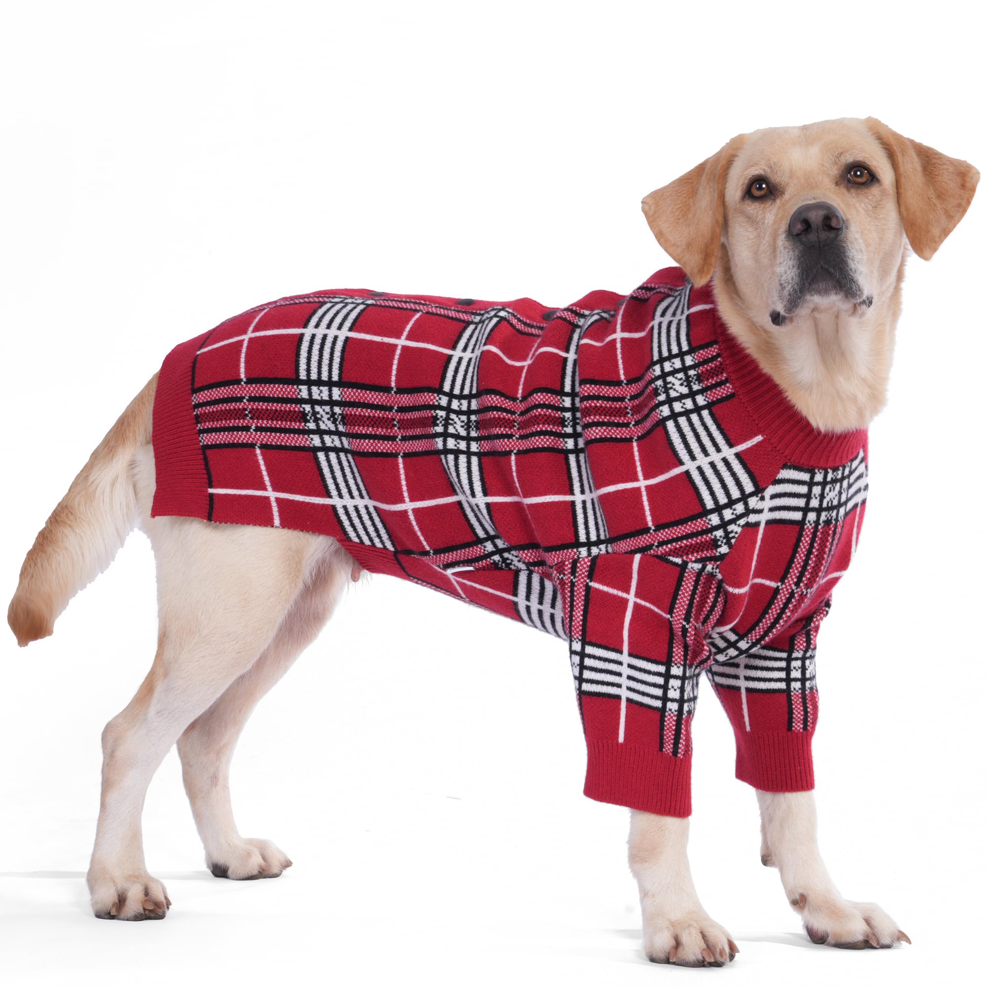 Cozy & Warm Red Plaid Large Dog Sweater | LovinPet