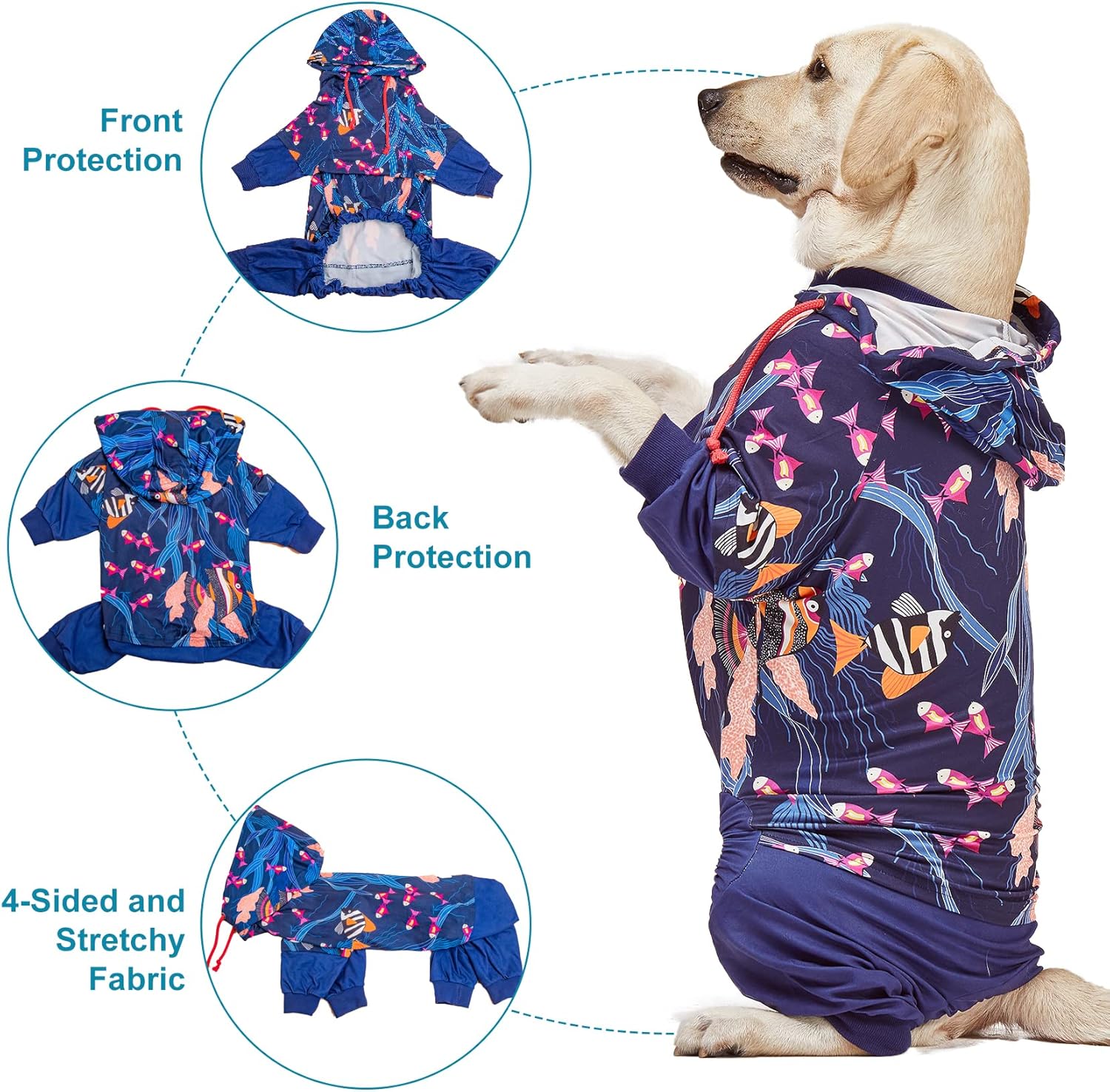 Reflective Fishtopia Seascape Navy Dog PJs