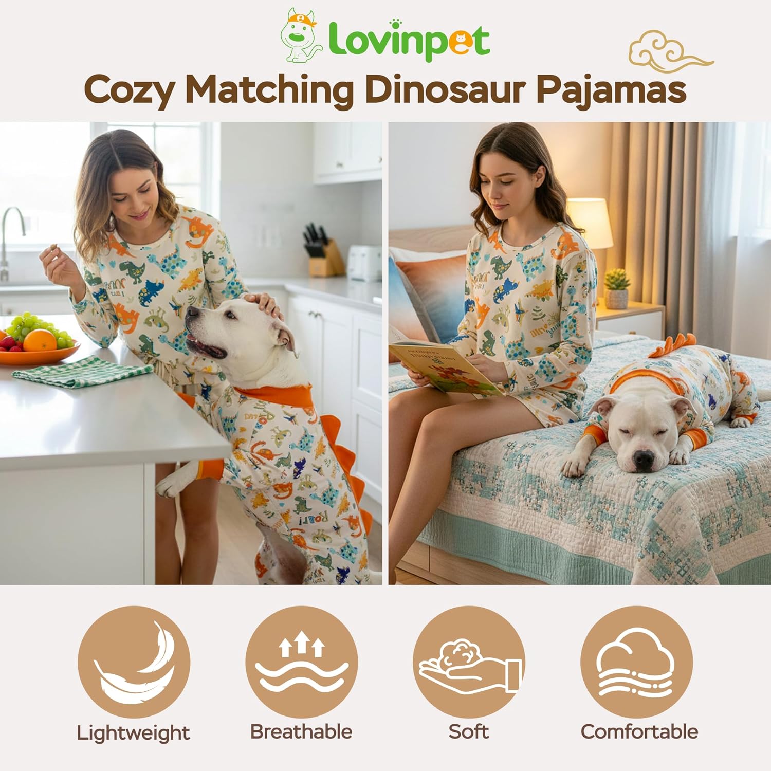 Dinosaur Print Long Sleeve Pajama Set