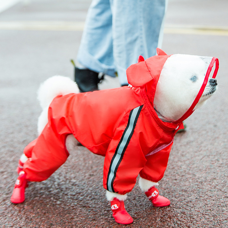 Waterproof Four-Legged Dinosaur Dog Raincoat