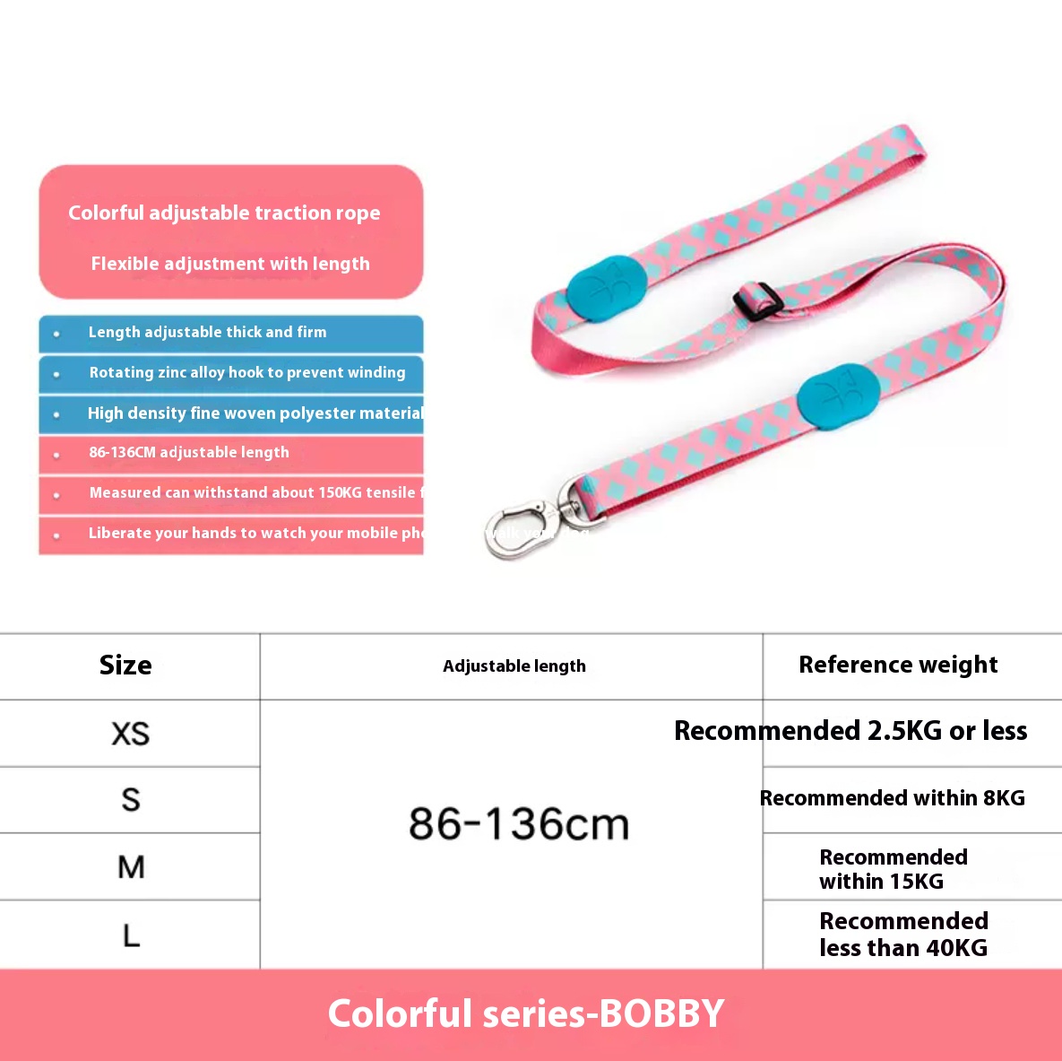 Colorful dog hand holding rope retractable adjustable dog chain anti-lost collar pet dog leash