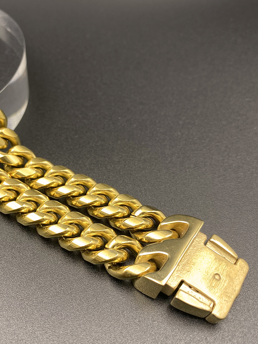 Double reinforced stainless steel double chain pet gold dog leash bandana drag chain dog walking collar medium large dog bully