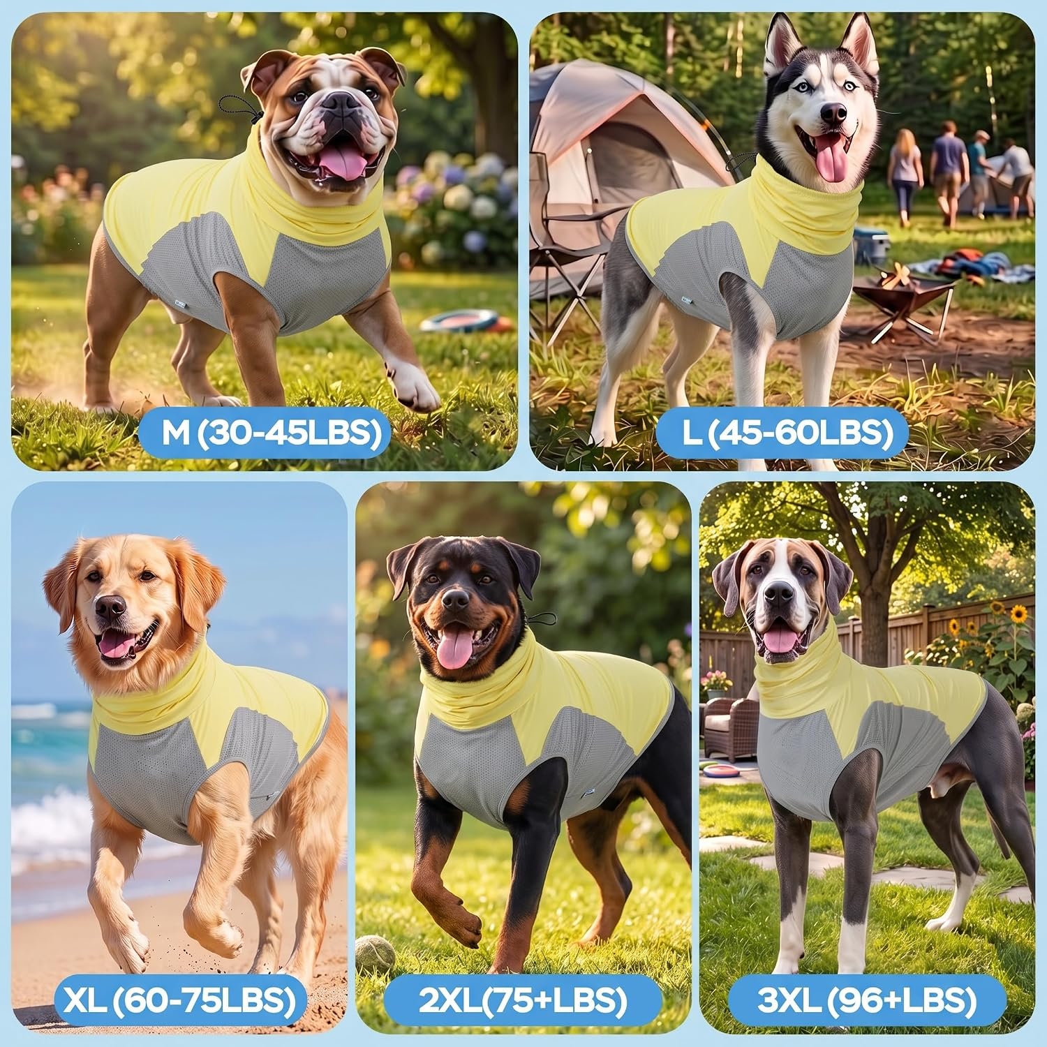 LovinPet Dog Sun Shirt, Sleeveless High Neck Cooling Sun Coverage-Yellow