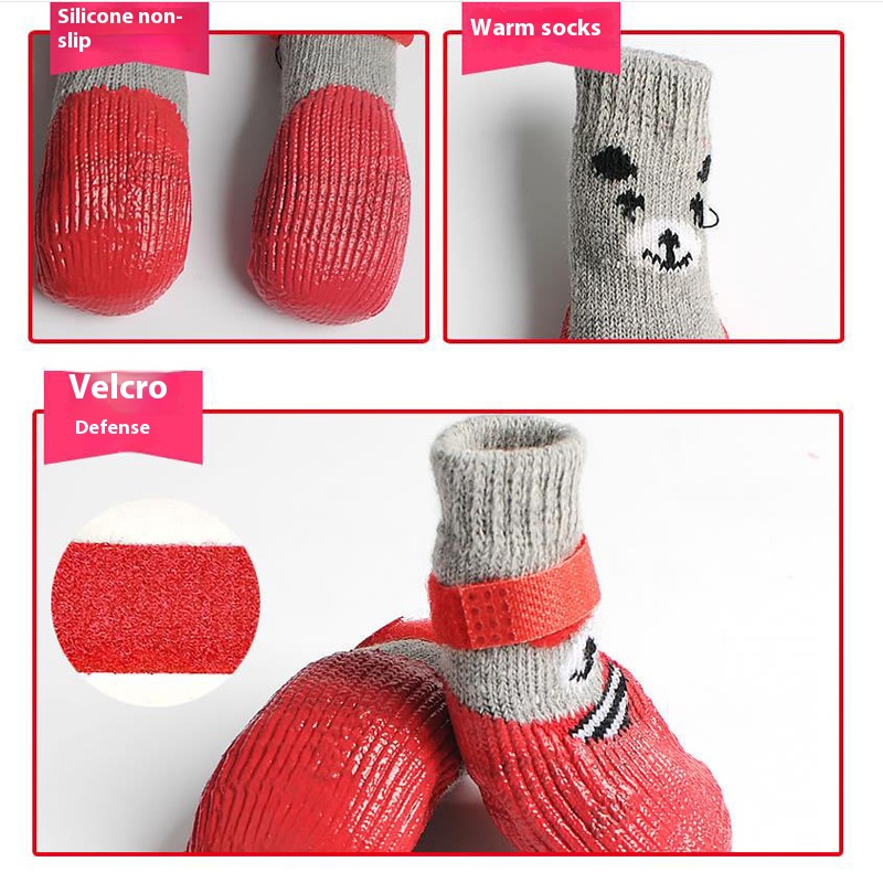 Pet Anti-drop socks small dog indoor non-slip waterproof socks Teddy bichon puppy warm anti-scratch anti-dirty