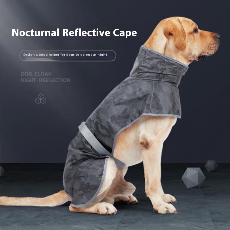 Pet Night Travel Reflective Dog Raincoat - Waterproof Safety Cloak for Large Breed