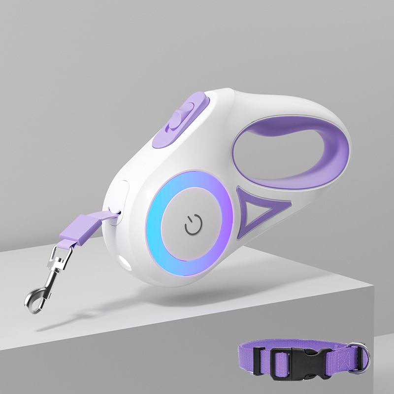 Dog hand holding rope small and medium-sized dogs with light automatic retractable dog leash dog leash Teddy Corgi outing pet supplies