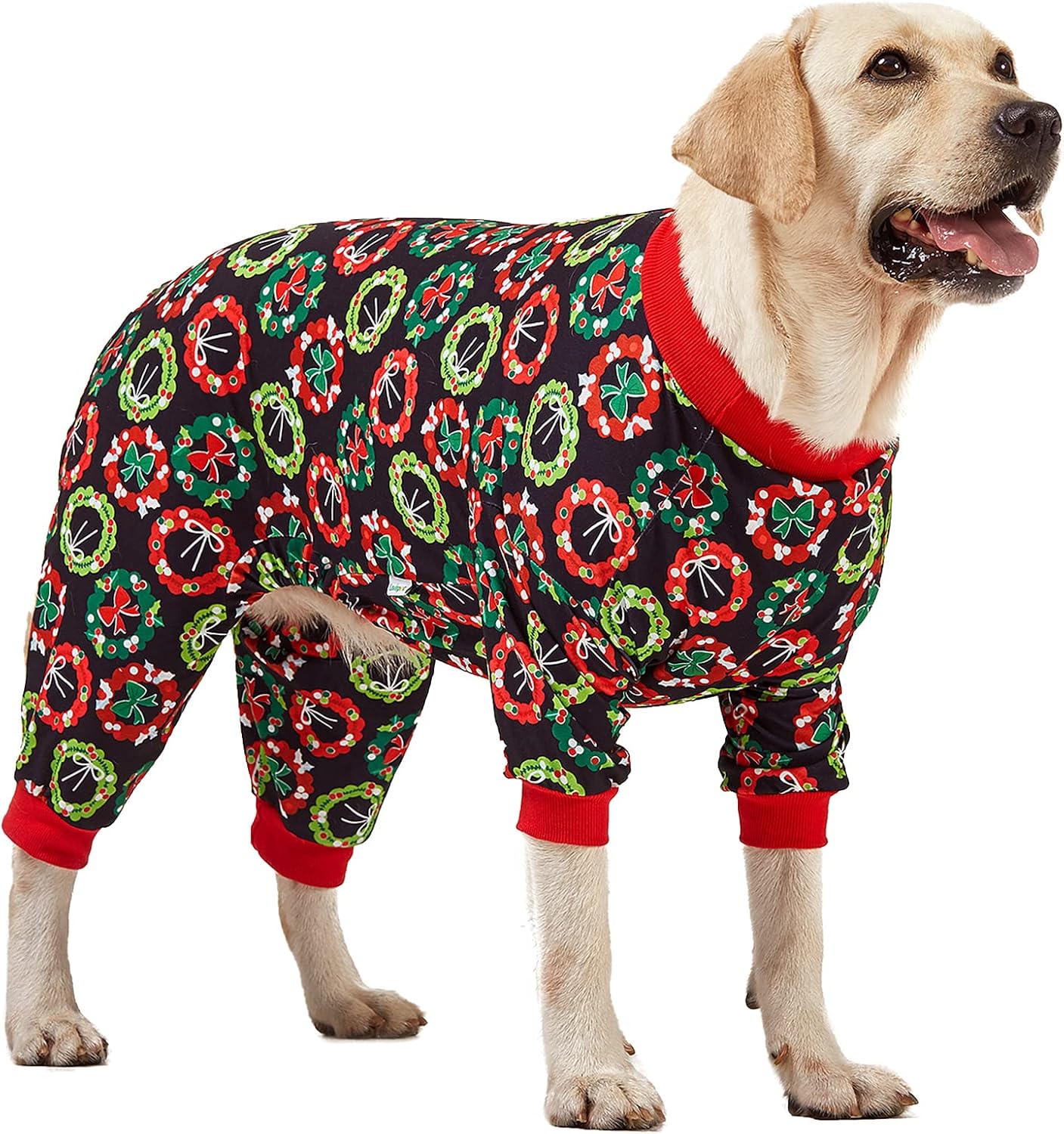 Festive Christmas Bow Pattern Large Dog Pajamas Suit