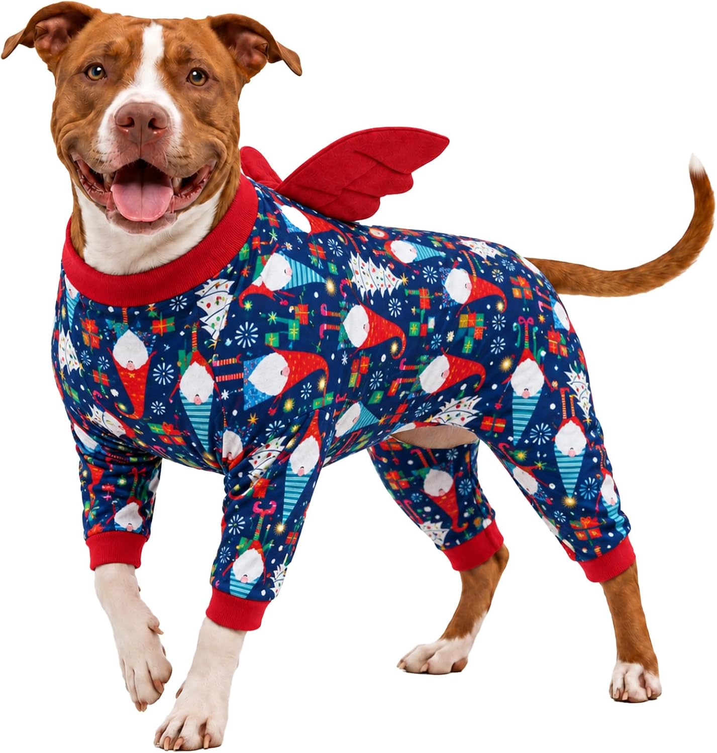 Festive Christmas Bow Pattern Large Dog Pajamas Suit