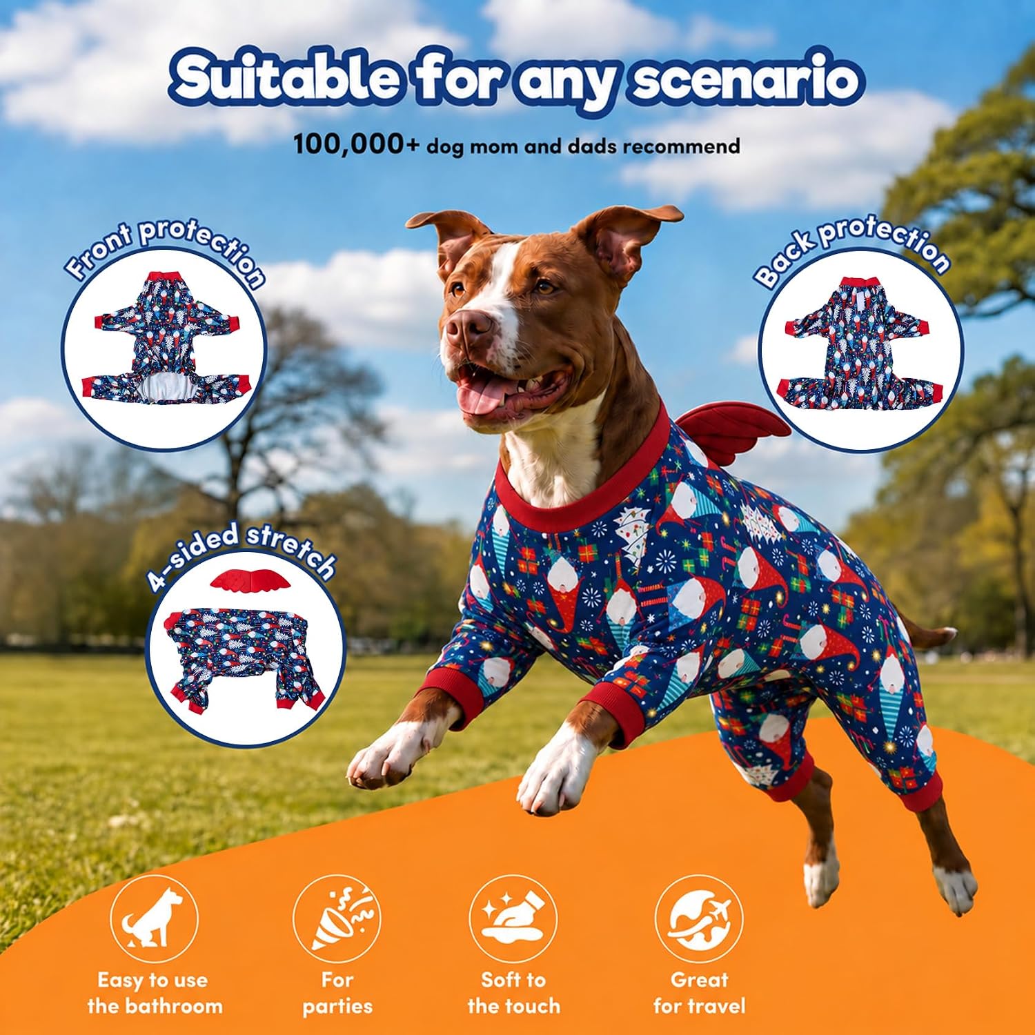 Festive Christmas Bow Pattern Large Dog Pajamas Suit