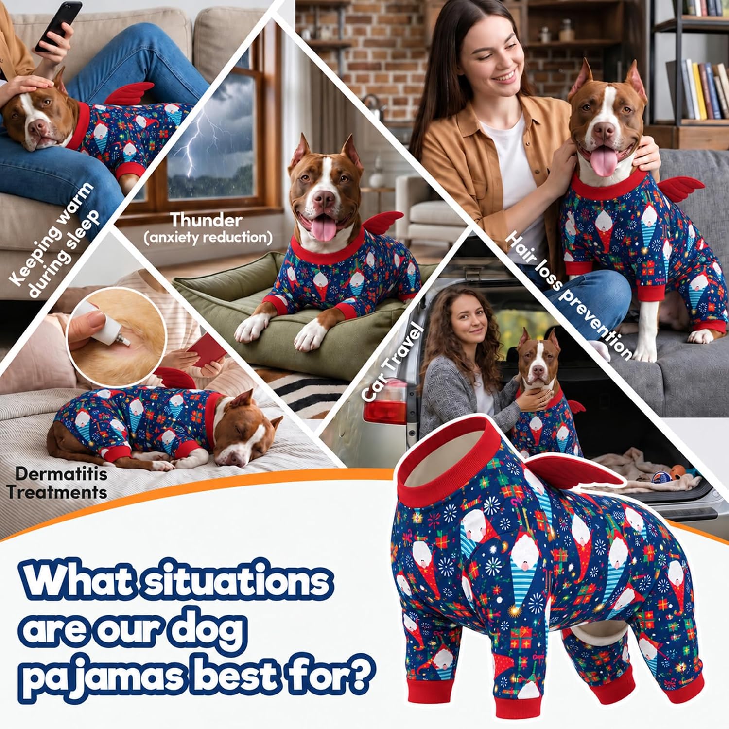 Festive Christmas Bow Pattern Large Dog Pajamas Suit