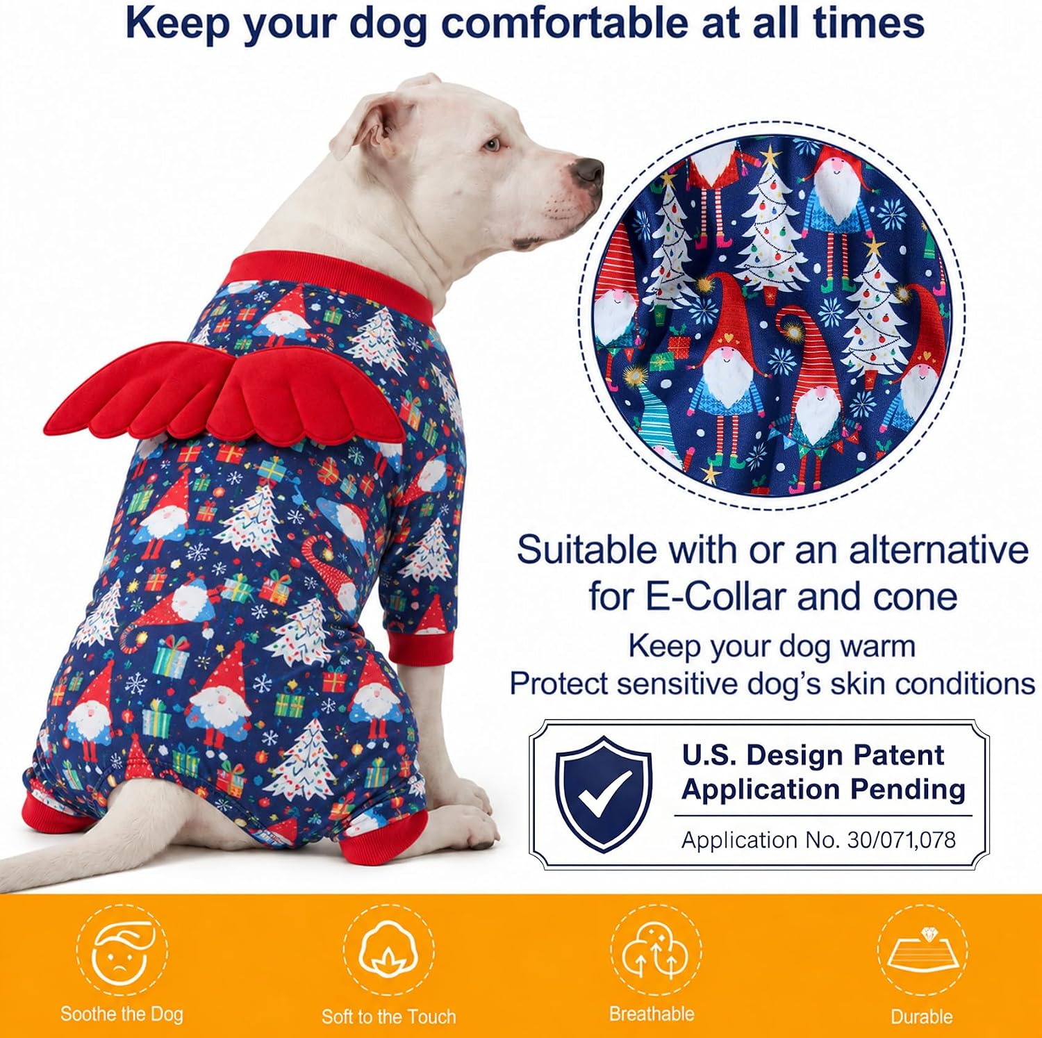 Festive Christmas Bow Pattern Large Dog Pajamas Suit