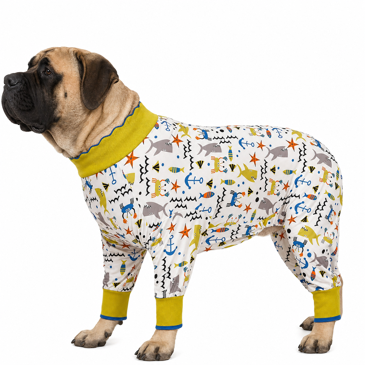 White Sea Life Print Dog PJs