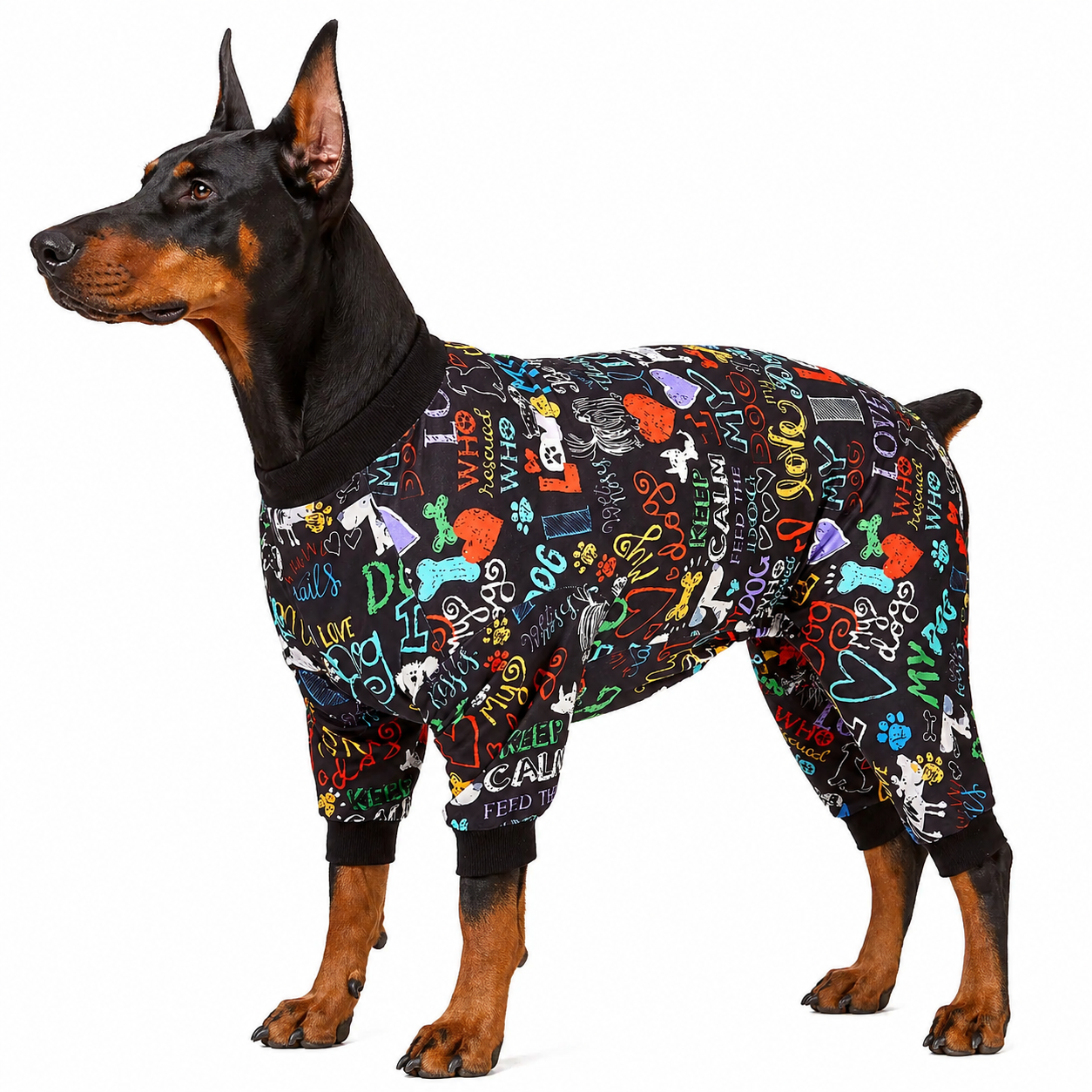 Colorful Graffiti Style Cozy Sleepwear Large Dog Pajamas