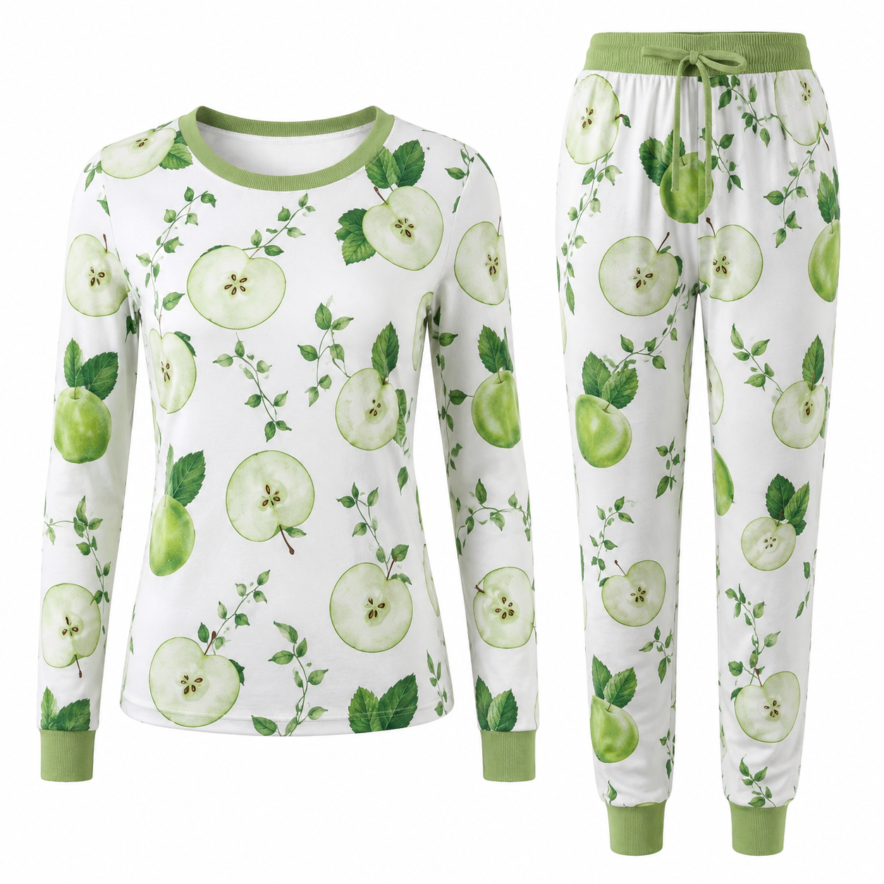2-Piece Pet & Human Long Sleeve Pajama Set - Fresh Fruits Prints