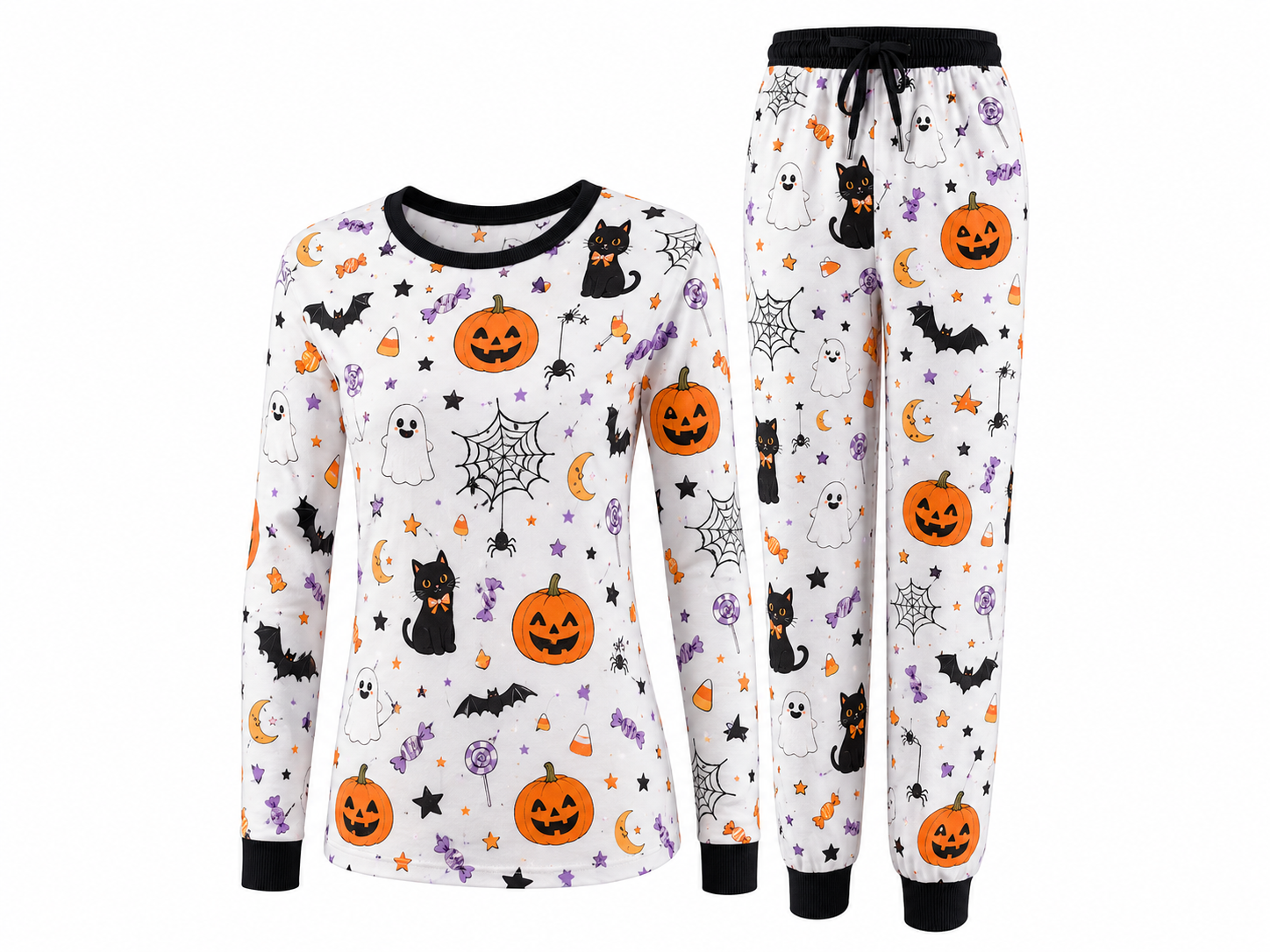 2-Piece Pet & Human Long Sleeve Pajama Set -Spooky Halloween Prints