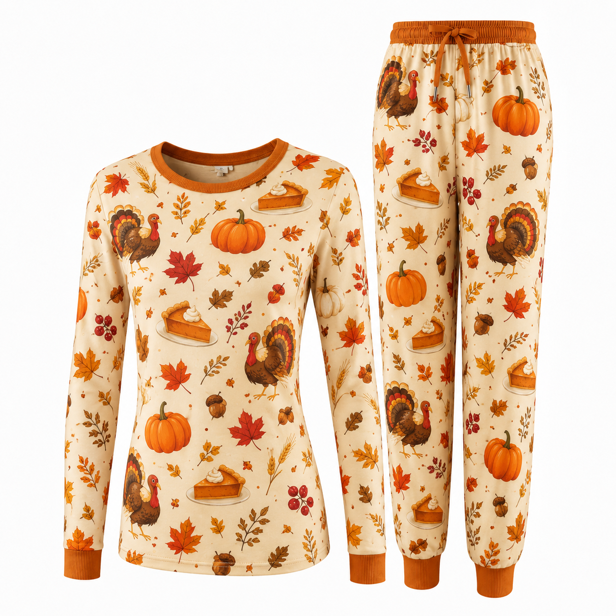 2-Piece Pet & Human Long Sleeve Pajama Set - Thanksgiving Prints